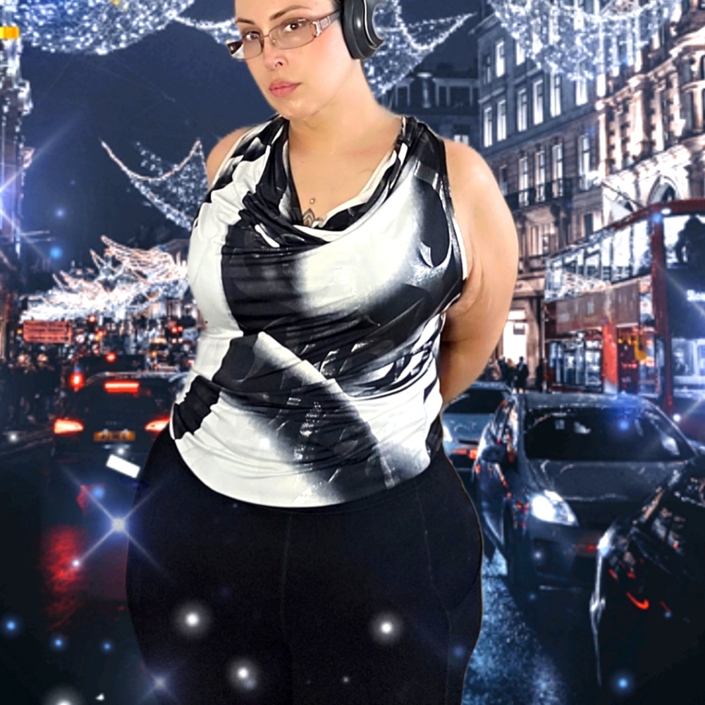 Beautiful shirt with silver black and white  design